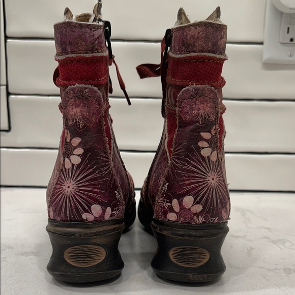 Rovers Stiefeletten Rosa/Mehrfarbig Gr. Floral Red Women's Boots Leather - Picture 8 of 14